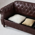 thumbnail image 4 of 86" PU Leather Chesterfield Sofa with Storage Seats, Modern Tufted 3 Seater Couch with Rolled Arms and Nailhead for Living Room, Bedroom, Burgundy, 4 of 9