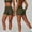 Olive Green, variant on 2pcs Women's High-Waisted Yoga Gym Swim-Free Running & Cycling Sports Set - Low-Rise Vest & Matching Shorts, Breathable Workout Outfit, All-Season Athletic Wear