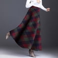 thumbnail image 2 of Womens Plaid Skirt Fall Long A-Line High Elastic Waisted Skirt Winter Vintage Woolen Tartan Skirts with Pockets, 2 of 6