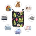 thumbnail image 4 of Gukieu Avocado Love Print Round Dirty Clothes Bag, Waterproof Standing Home Bathroom Storage Basket Car Trunk Storage Bag-Small, 4 of 6
