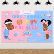 Basketball Gender Reveal Backdrop Layup or Makeup Boy or Girl Pink or Blue He or She Baby Shower Party Decoration Photography Background What Will Baby Be Banner Photo Booth Props