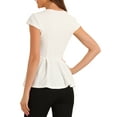 thumbnail image 3 of INSPIRE CHIC Women's Peplum Tops Cap Sleeve Round Neck Solid Color Blouses XL White, 3 of 5