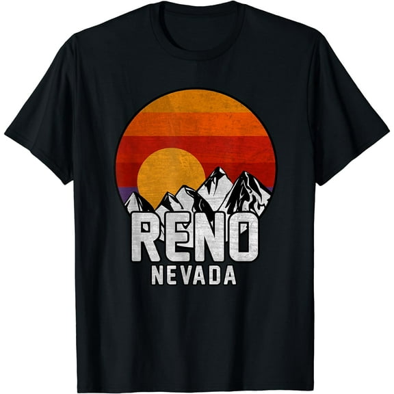 Reno Nevada Retro Mountain Sunset design T-Shirt