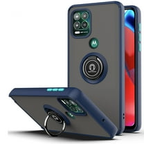 Dteck Moto G Stylus 5G Case with Ring Holder, Slim Translucent Frosted Matte Silicone Bumper Case Shockproof Rugged Cover with Kickstand for Motorola Moto G Stylus 5G, Navy Blue