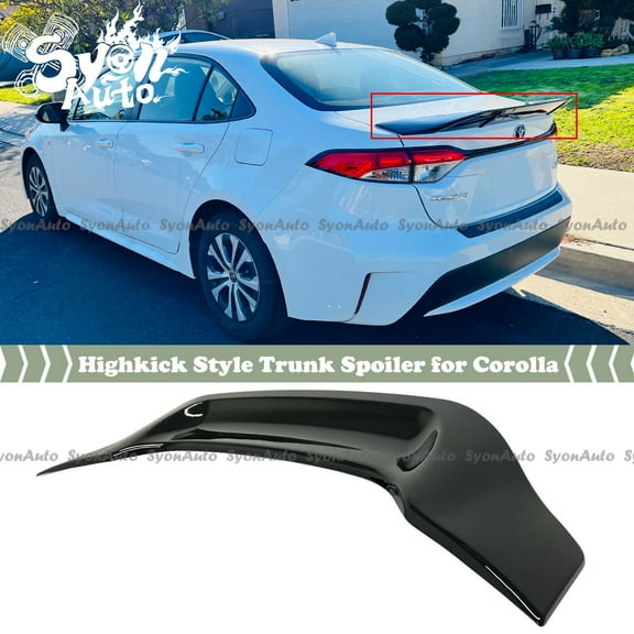 FITS 2020  TOYOTA COROLLA SEDAN GLOSSY BLACK HIGH KICK STYLE TRUNK SPOILER WING