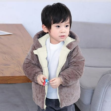 

Qazqa Toddler Boys Girls Winter Coat Bear Ears Hooded With Pocket Jacket Two Sided Wear Thicken Windproof Zipper Warm Outwear