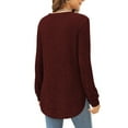 thumbnail image 3 of SHIBEVER Long Sleeve Tops for Women Fall Casual Lightweight Soft Sweaters Crew Neck Side Spilt Winter Pullover Sweatshirts Loose Shirts for Women, 3 of 8