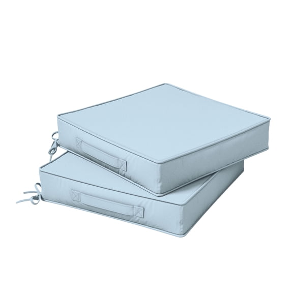 Kimunuk Outdoor Chair Cushions set of 2, 24" x 24" Zipped Waterproof Outdoor Seat Cushions Couch Pads with Ties for Patio Furniture, Light Blue
