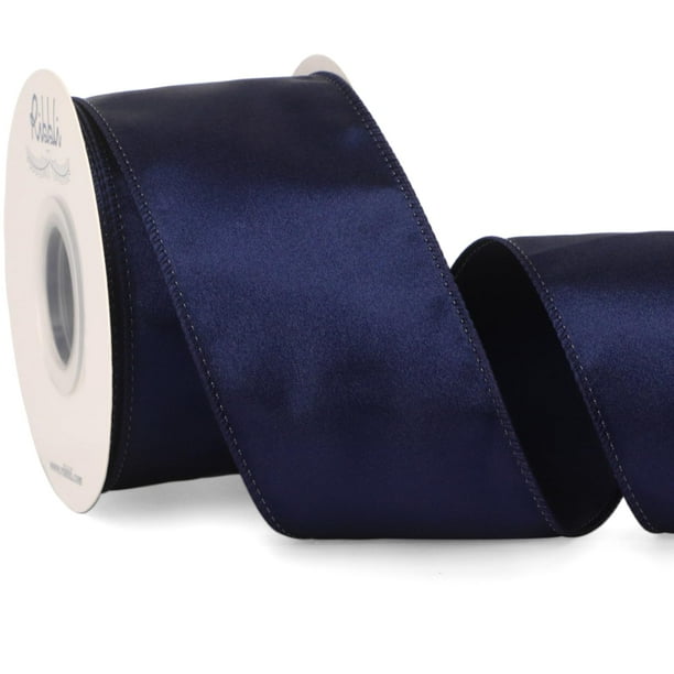 Cinta decorativa Ribbli, 6,35 cm, satinada, azul marino, 20 yardas