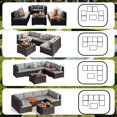 thumbnail image 4 of Patio Furniture Set, 7 Pieces Outdoor Conversation Set with Rattan Sectional Sofa, Glass Bistro Coffee Table for Garden Backyard, Gray Removable Cushion, 4 of 9
