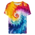 thumbnail image 5 of YOTAMI Tie Dye Tshirts for Women Trendy Casual Printed Crew Neck Tops Short Sleeve Color Graphic T-Shirt Blouses Purple, 5 of 5