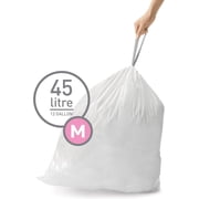 simplehuman Code M Custom Fit Drawstring Trash Bags, 200 Count, 45 Liter / 12 Gallon, White