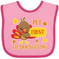 thumbnail image 3 of Inktastic My First Thanksgiving with Turkey and Leaves Boys or Girls Baby Bib, 3 of 4