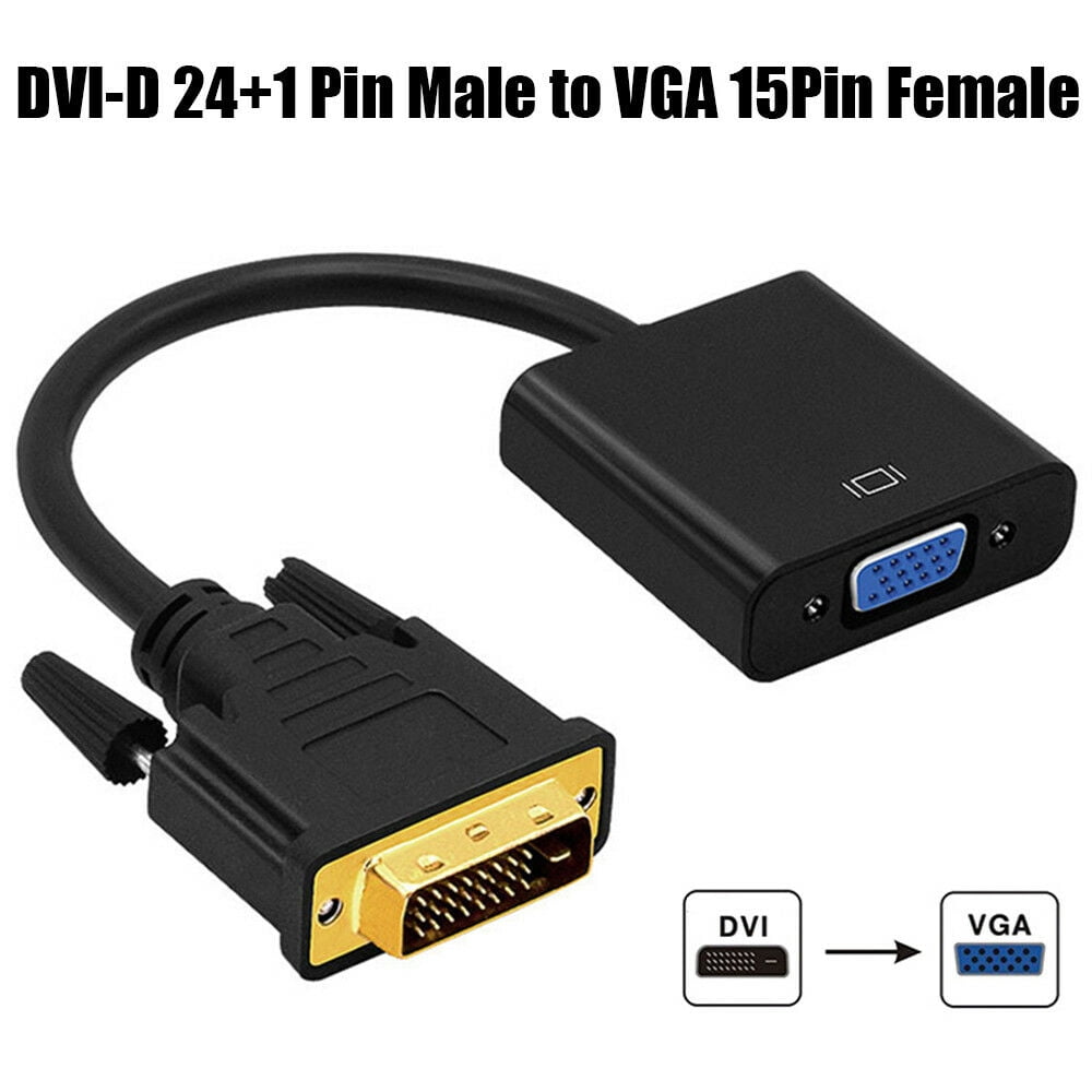 Cable Length: None, Color: Black Computer Cables DVI to VGA Adapter 1080P DVI I Male to VGA Female Active DVI-D Link 24+1 Male to VGA Female M/F Video Cable Adapter Converter 