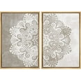 thumbnail image 4 of PixonSign Framed Wall Art Set Duotone Cultural Indian Mandala Pattern Geometric Shapes Canvas Prints Cozy Neutral Minimal Decorative Nordic Zen Bohemian for Home Decoration - 24"x36"x2 Natural, 4 of 5