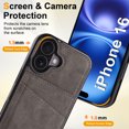thumbnail image 6 of for iPhone 16 PU Leather Case with Card Holder, Flip Wallet Case for Men Women, Classic Durable Protective RFID Blocking Skin Friendly Stand Phone Case for iPhone 16, Gray, 6 of 8