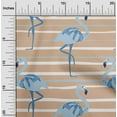 thumbnail image 2 of oneOone Velvet Light Brown Fabric Tropical Flamingo With Stripes Sewing Material Print Fabric By The Yard 58 Inch Wide, 2 of 4