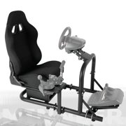 Minneer Racing Simulator Cockpit Upright Stable with seat fit for Logitech,Thrustmaster,Fanatec, G29 G920 G923 T300RS F458 T500R, 50mm Round Tube Racing Wheel Stand, No Wheel/Pedal/Shifter