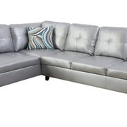 Star Home Living Corp Harry Faux Leather Right Sectional Sofa in Silver White