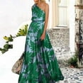 thumbnail image 1 of Robes pour Femmes 2024 Été Col Oversize Contraste de Couleurs Jupe Longue avec Patchwork Épaules Dénudées Robe Imprimée Rabais de 50 % Liquidation!, 1 of 6