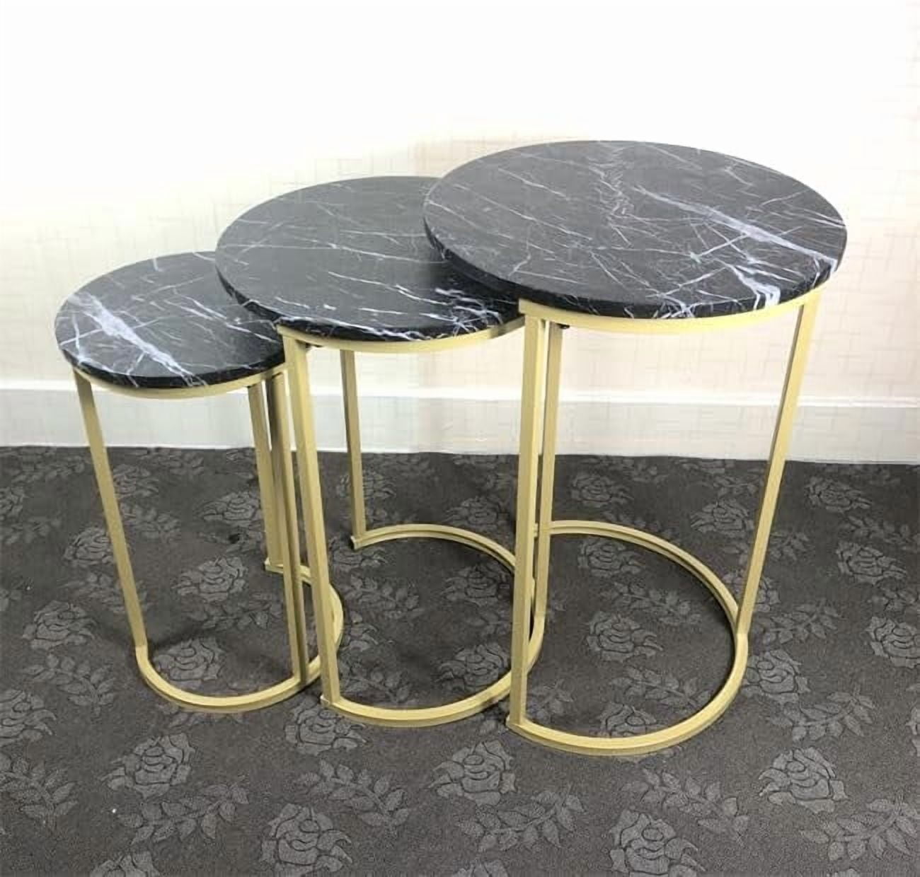 HYGRAD BUILT TO SURVIVE Set of 3 Round Wooden/Steel Nesting Side Stacking Sofa Side Coffee Tables, Small Space Coffee Tea Table for Hallway Living Room Bedroom, Home, Office
