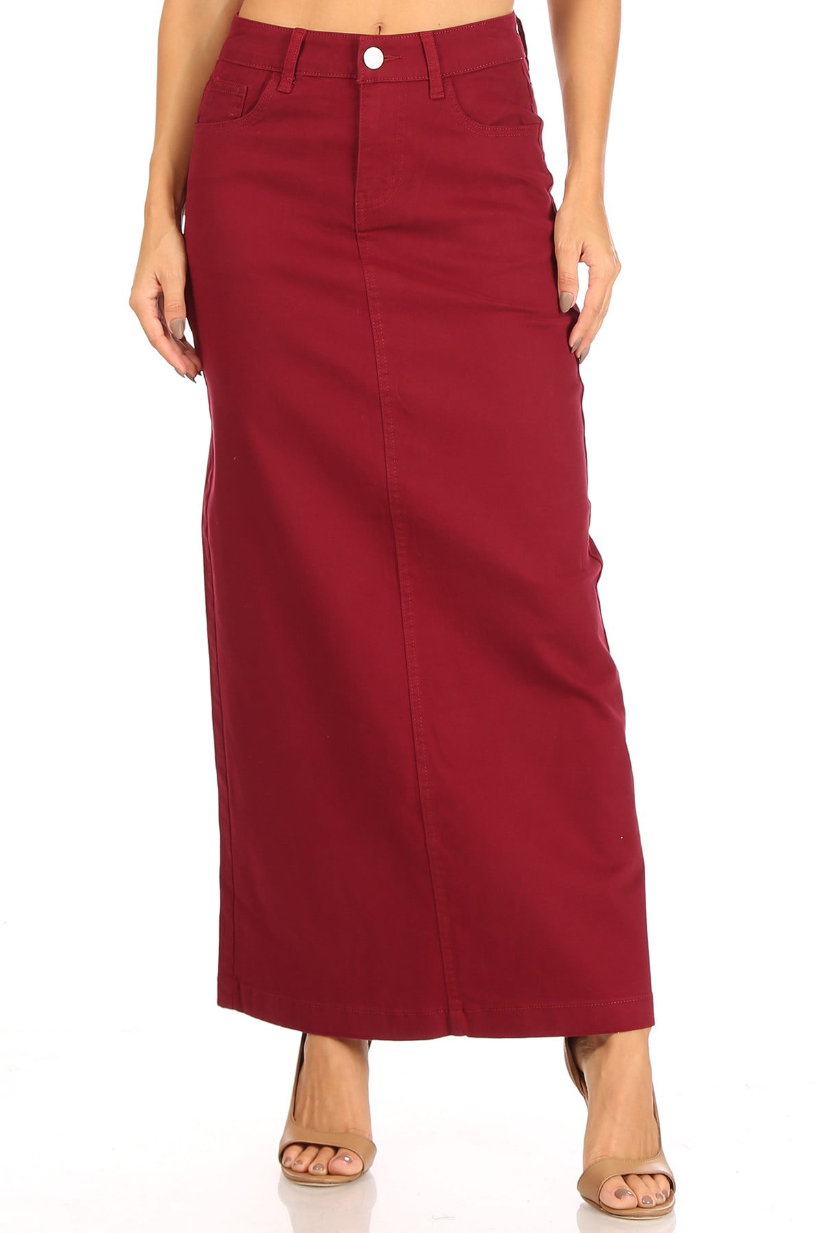 Women's Juniors/Plus Size Long Pencil Stretch Twill Skirt