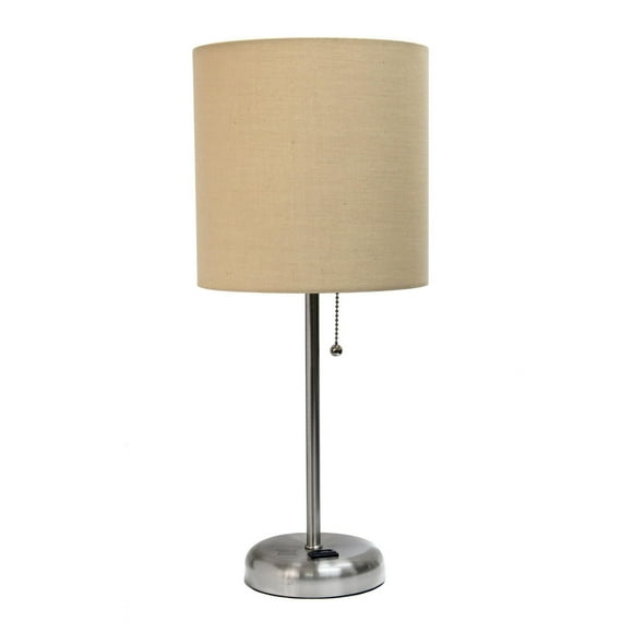 Lampe bâton Feux de la Rampe avec prise de charge et abat-jour en tissu, couleur fauve