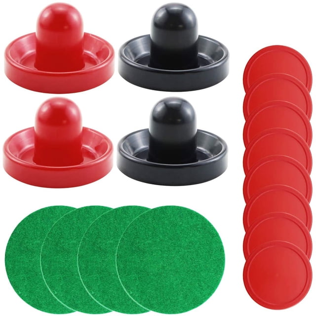 Air Léger Hockey Bleu Foncé et Rouge Poussoirs de Hockey - Palets de Remplacement Rouges pour Tables de Jeu, Équipements, Accessoires (Taille Standard, 4 Poussoirs et 8 Palets Rouges)