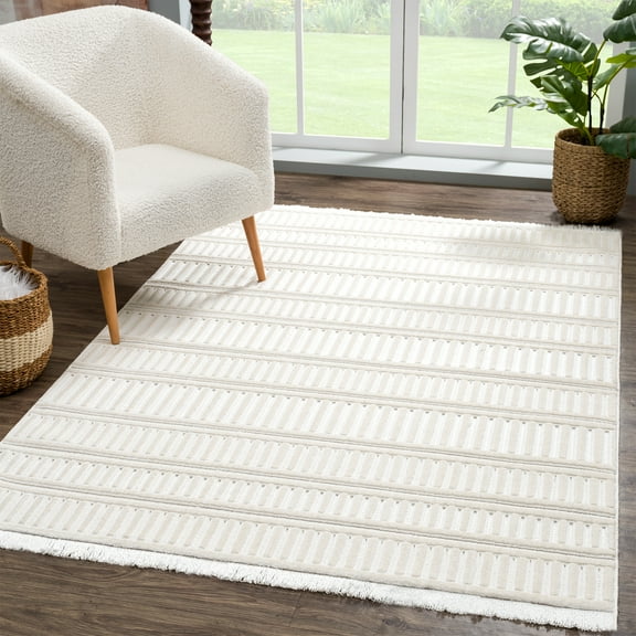 United Weavers Keya Naaz Modern Geometric Area Rug, White, 5'3" x 7'2"