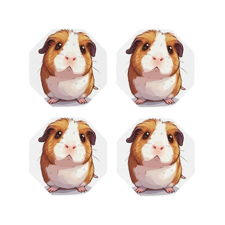 

Tideii Cartoon Guinea Pig for Leather Coasters 4 Pieces Anti-fouling and Anti-scalding Decorative Coasters Suitable for Restaurants Kitchens Coffee Shops-Octagon