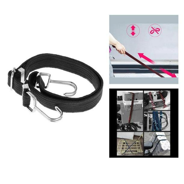 Heavy Duty Elastic BUNGEE CORD Travel Luggage Strap with Hooks Black 1m 