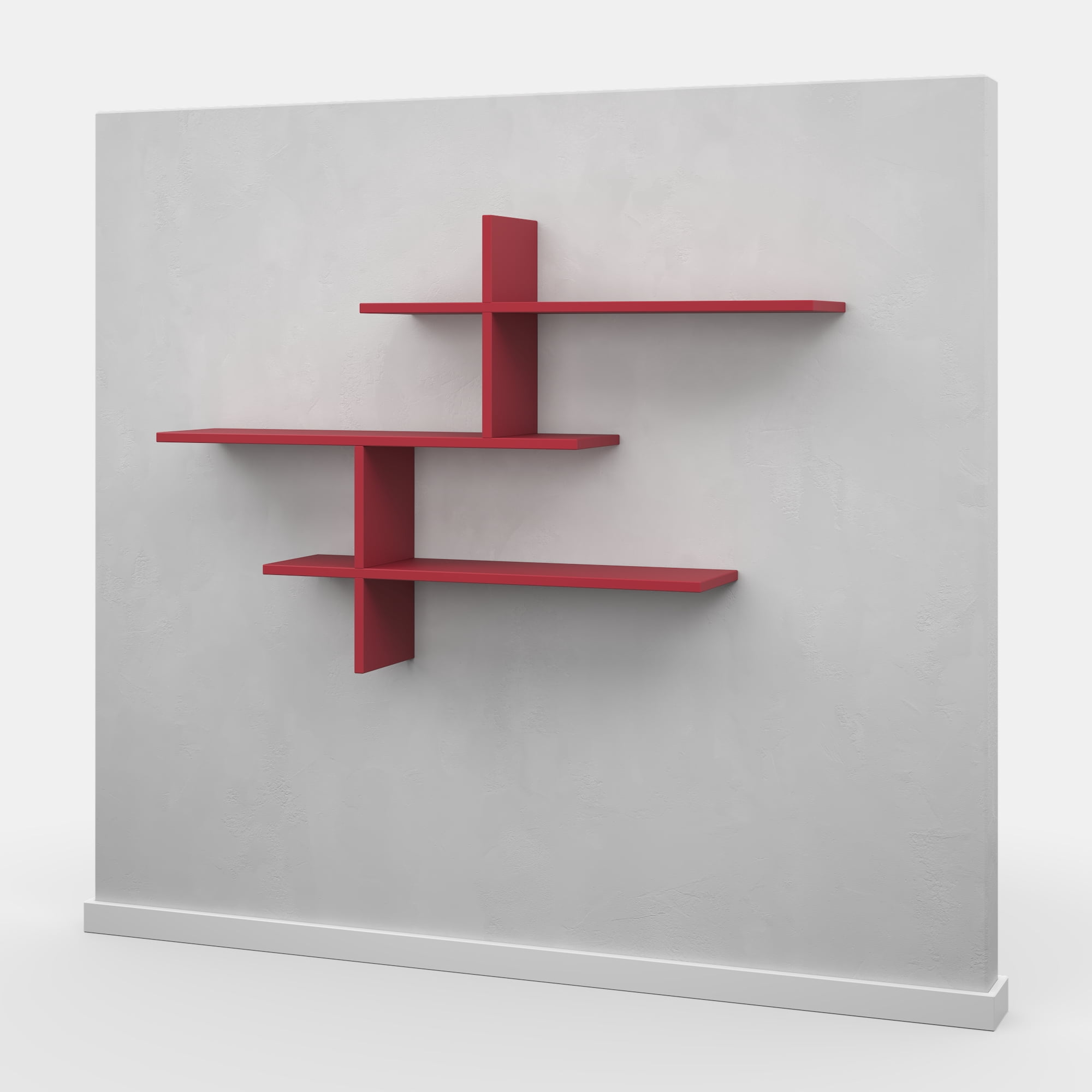 Ada Home Decor Furniture 48.5" 3 Tier Burgundy Webster Modern Wall Shelf