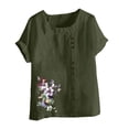 thumbnail image 4 of Blouses pour Femmes, Haut Décontracté en Lin Imprimé à Manches Courtes avec Boutons, 4 of 4