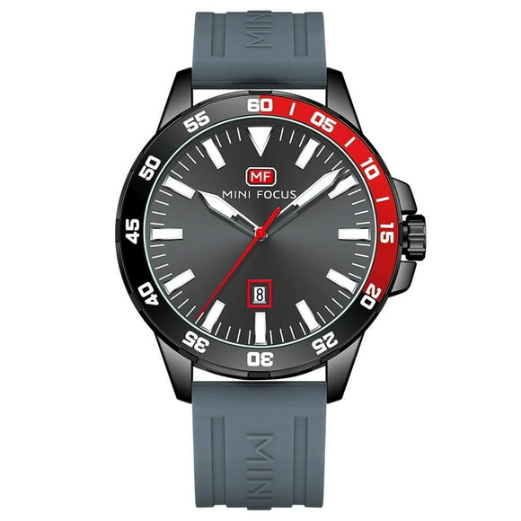 MINI FOCUS Fashion Men Quartz Clock Silicone Strap Wristwatch with Calendar Luminous Luxury Watch