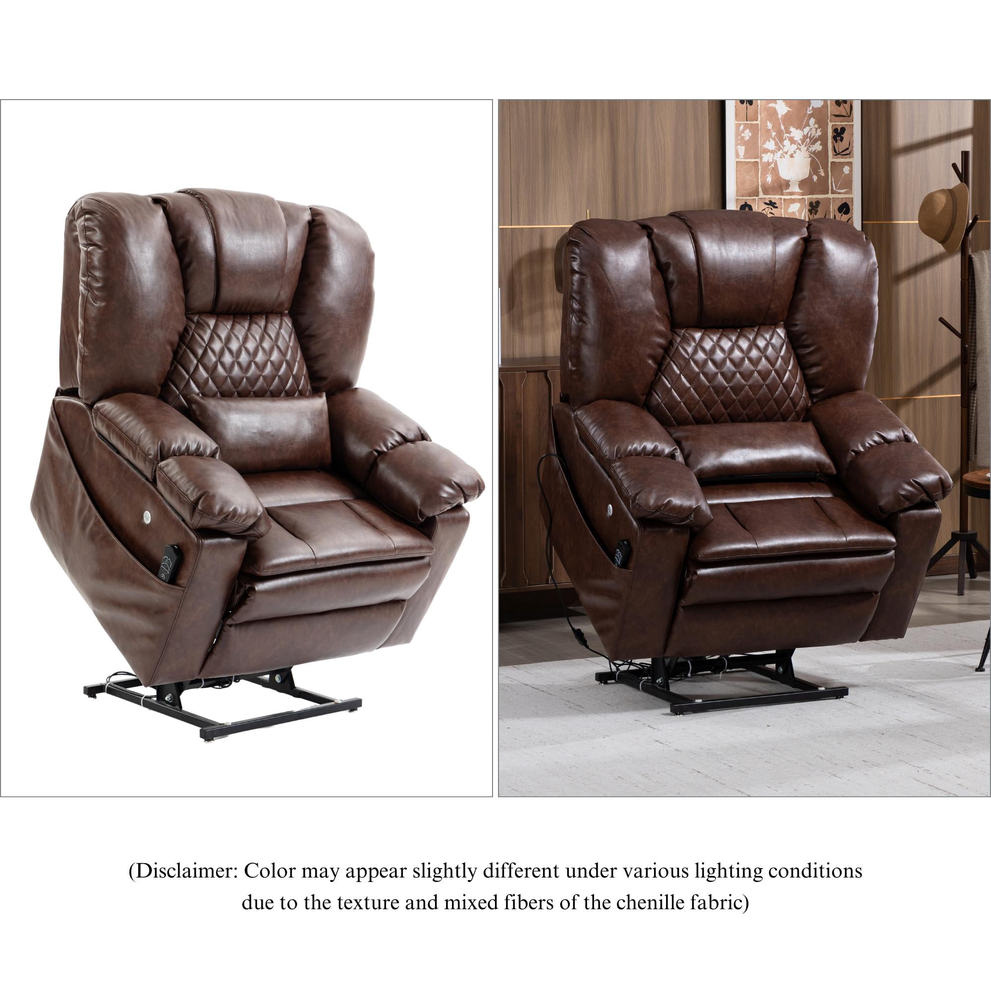 Air Compression Massage Recliner Power Lift Chair for Elderly Adults Big Man Recliners 400 lbs with Heat Arm Storgage Cup Holders Lay Flat Power Recliner with USB Type-C