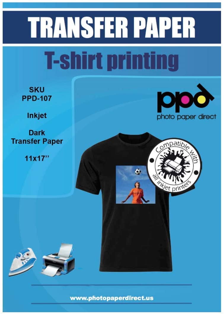 auditorium balkon dø PPD Inkjet Iron-On Dark T Shirt Transfers Paper 11x17 Pack of 10 Sheets  (PPD-107-10) - Walmart.com