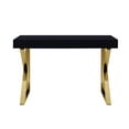 thumbnail image 3 of Tripp Black/Gold Desk - 2 Drawers, High Gloss Finish, Polished Stainless Steel Base, 3 of 9
