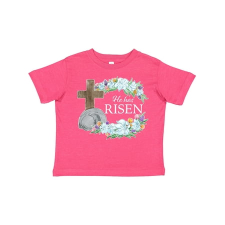 

Inktastic Easter He Has Risen with Cross and Flowers Gift Toddler Boy or Toddler Girl T-Shirt