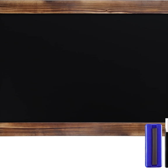 20" X 30" Torched Brown Solid Wood Frame Wall Chalkboard, Magnetic Surface, Home Décor, Restaurant & Café Menus, Blackboard, Includes Chalk, Eraser & Hanging Hardware