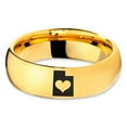 thumbnail image 2 of Tungsten Utah The Beehive State Heart Band Ring 7mm Men Women Comfort Fit 18k Yellow Gold Dome Polished, 2 of 4