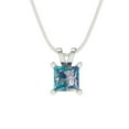 thumbnail image 4 of 2.5 cctw Blue Moissanite White Gold Plated Pendant with 16" Box Chain (7.5mm, Princess Cut), 4 of 7