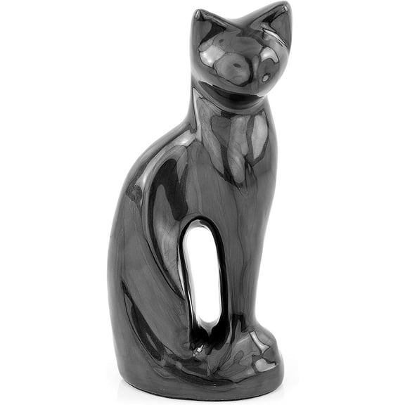 Nagina International Sitting Cat Figurine Handcrafted Aluminum Metal | Cute Beautiful Posing & Modelling Sculpture 3D Cat | Display Showpiece for Table, Desk Decor | Collectible Gifts (Black)