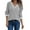 Gray, variant on LEBONYARD Women's Trendy V-Neck Groove Striped Lightweight Fleece Solid Colored Long Sleeve Casual Loose Warm Fit Knitted Pullover Base Layer Sweaters