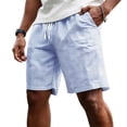 thumbnail image 2 of Mens Summer Striped Shorts Casual Drawstring Elastic Waist Quick Dry Lounge Shorts with Pocket Vacation Beach Clothes Blue M, 2 of 5