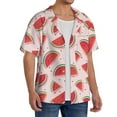 thumbnail image 2 of Rateoe Watermelon Pattern Men's Short Sleeve Classic Shirt, Casual Short-Sleeved Shirt, Lightweight Summer Shirt, Cuban Collar Shirt,Button-Front Shirt-3X-Large, 2 of 5