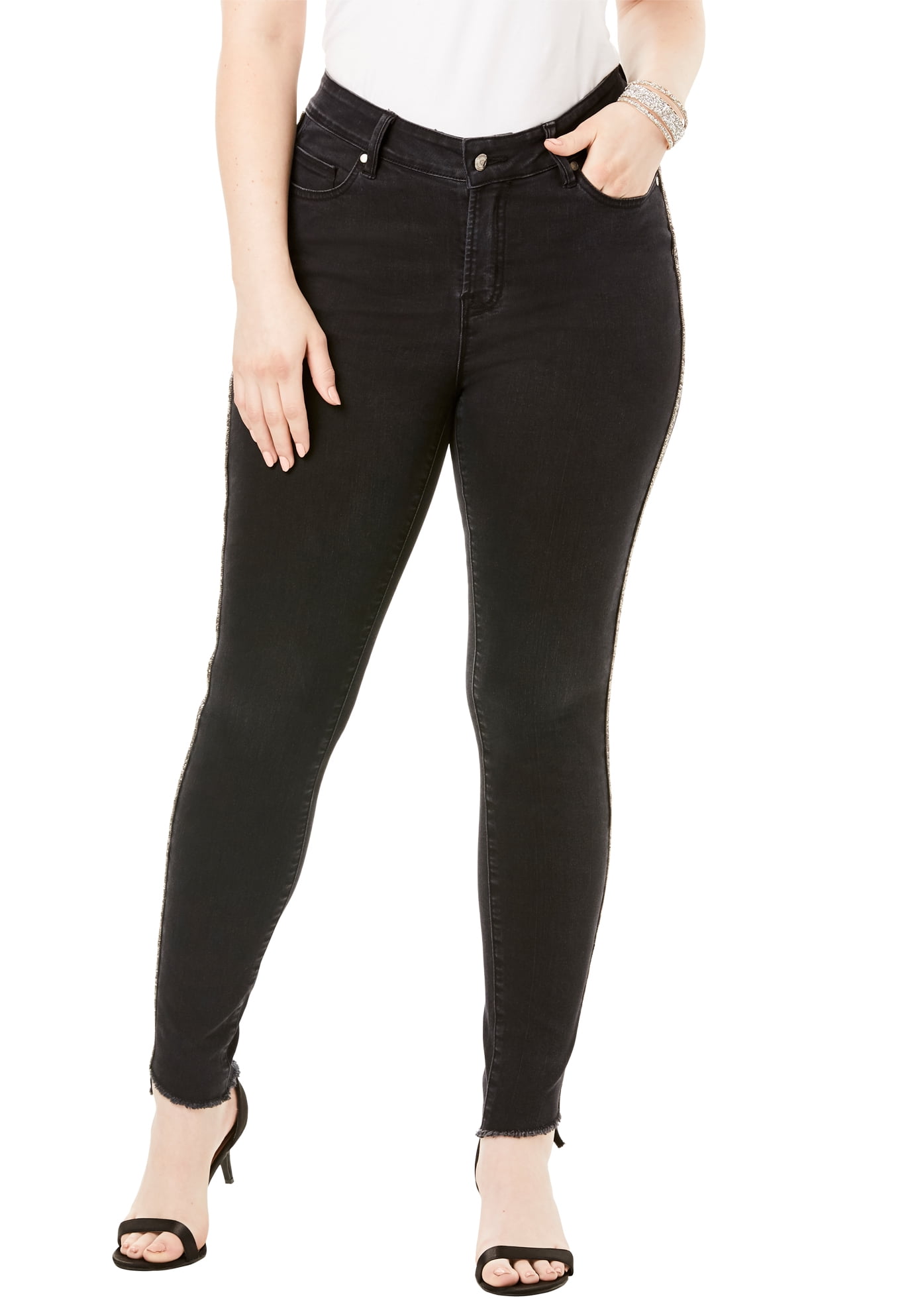 plus size jeans with side stripe