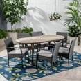 thumbnail image 3 of GDF Studio Pines Outdoor Acacia Wood and Wicker 7 Piece Dining Set with Cushions, Gray, 3 of 13