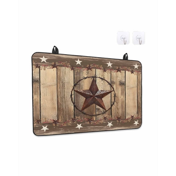 Stove Top Covers for Electric Stove, Rustic Country Kitchen Glass Ceramic Electric Cooktop Covers 31"x24", Western Stars Brown Texture Wooden Print HeatResistant Oven/Countertop/Dishwasher Protector