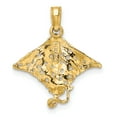 thumbnail image 4 of 14K Yellow Gold Solid Casted Textured Polished Finish Spotted Eagle Ray with Holes Charm Pendant, 4 of 4