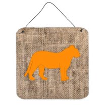Tiger Burlap And Orange Aluminium Metal Wall Or Door Hanging Prints